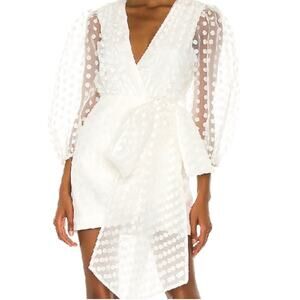 Lovers & Friends Alize Polka Dot Sheer Bridal Mini Dress Size S